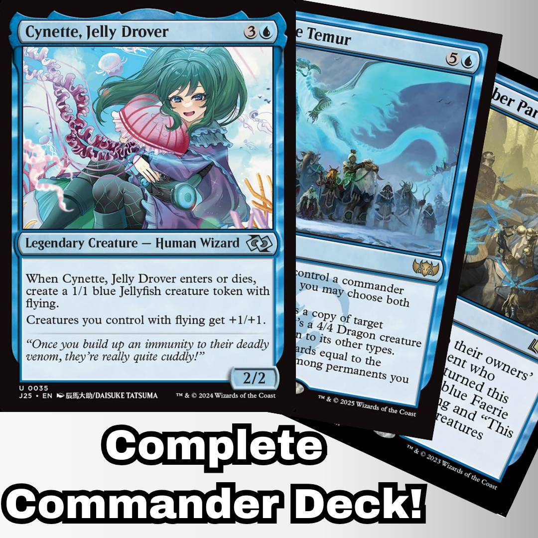 MTG Commander Deck EDH Deck Cynette, Jelly Drover 100 Magic Cards Custom Deck Mono Blue Flying Tokens