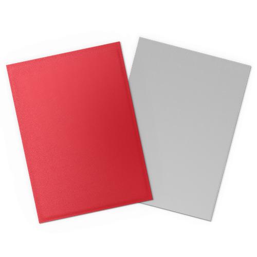 Dragon Shield Crimson & Silver - Matte Dual Sleeves, featuring a red exterior and silver interior, perfect for standard-sized trading cards.