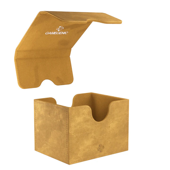 GameGenic Sidekick: 100+ XL CONVERTIBLE Sand Deck Box with magnetic lid, holds 100 double-sleeved cards, removable cover, and secure storage for trading-card decks.