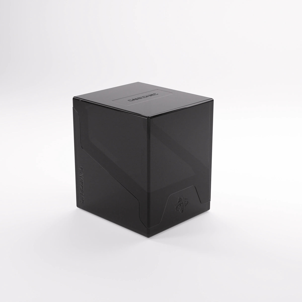 Gamegenic BASTION 100+ XL Black Deck Box holds 100+ double-sleeved cards, featuring a robust design, secure locking, and SNAP-OPEN mechanism for easy access.