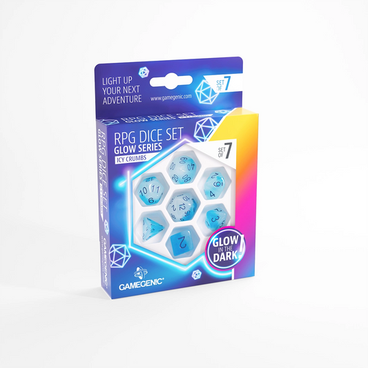 GameGenic: 7-Set Glow Series: Icy Crumbs RPG Dice Set Moonveil Games