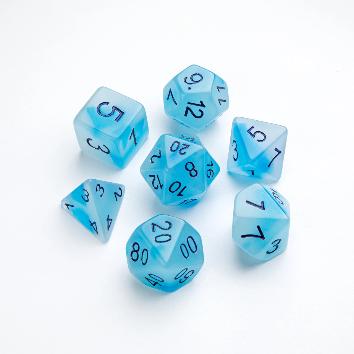 GameGenic: 7-Set Glow Series: Icy Crumbs RPG Dice Set Moonveil Games