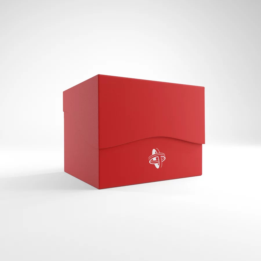 Gamegenic SIDE HOLDER 100+ XL Red Deck Box with wave-cut lid and logo, designed for 100 double-sleeved cards, ideal for MTG enthusiasts.