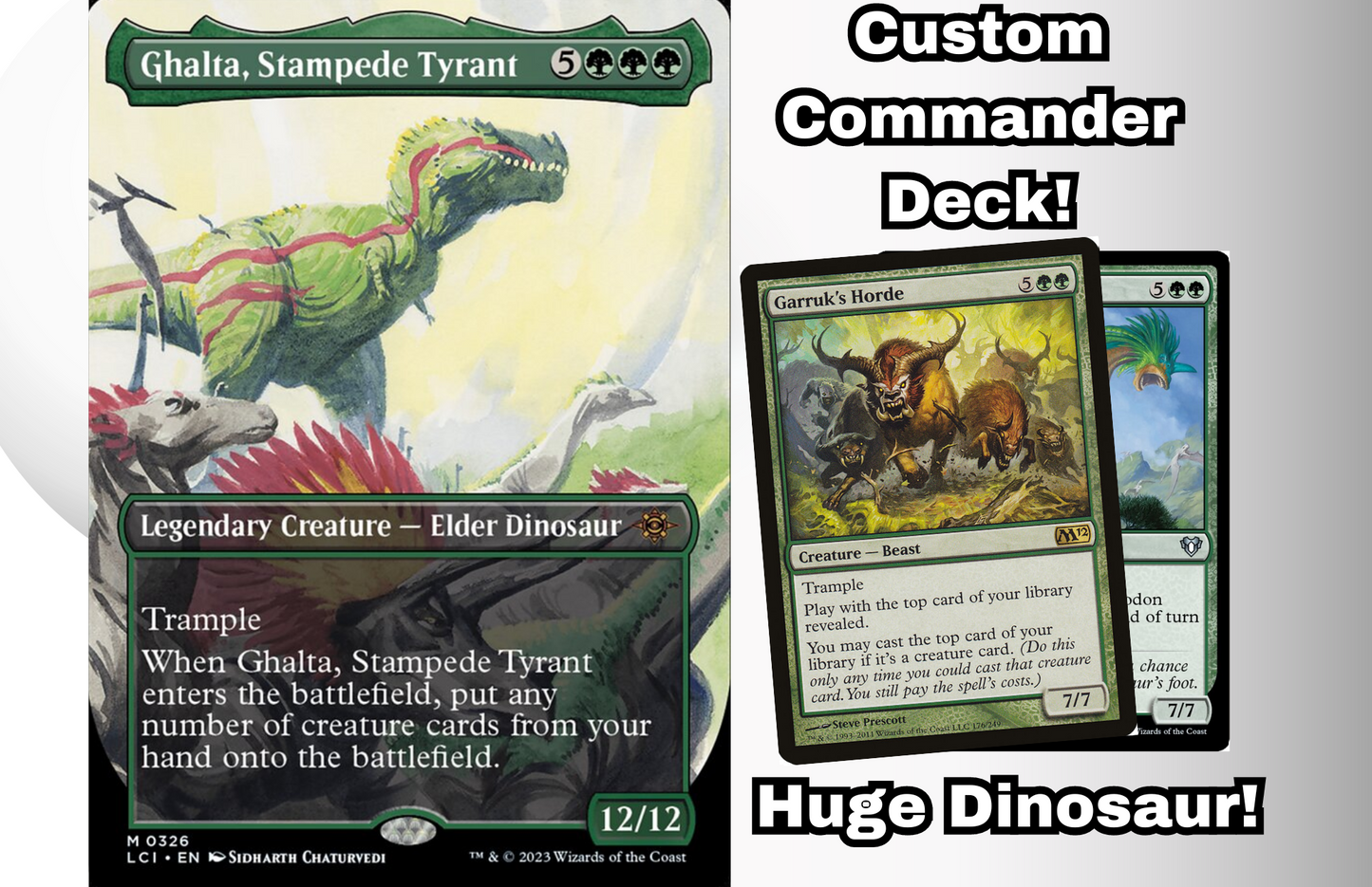 MTG Commander Deck EDH Deck Ghalta, Stampede Tyrant 100 Magic Cards Custom Deck Dinosaur Commander Mono Green The Lost Caverns of Ixalan