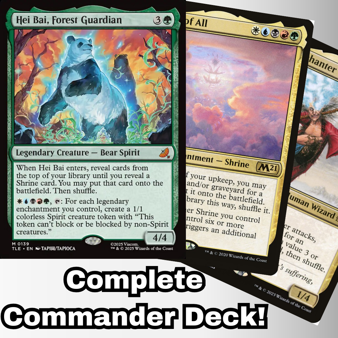 MTG Commander Deck EDH Deck Hei Bai, Forest Guardian 100 Magic Cards Custom Deck Shrines Enchantments 5 Color Avatar: The Last Airbender