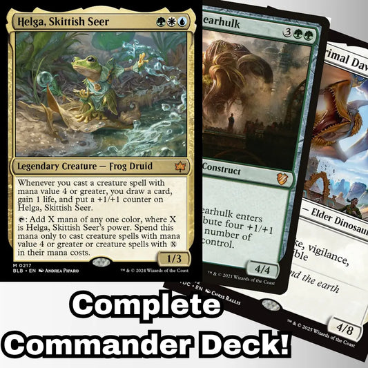 MTG Commander Deck EDH Deck Commander Helga, Skittish Seer 100 Magic Cards Custom Deck Bloomburrow Frog Bant Creatures Deck Moonveil Games