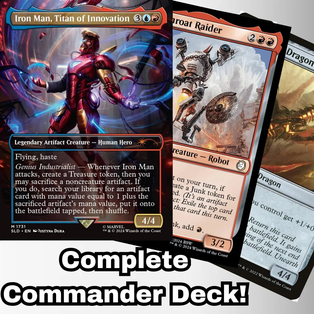 MTG Commander Deck EDH Deck Iron Man, Titan of Innovation 100 Magic Cards Custom Deck Izzet Artifacts Marvel Moonveil Games