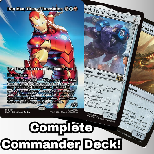 MTG Commander Deck EDH Deck Iron Man, Titan of Innovation 100 Magic Cards Custom Deck Izzet Artifacts Marvel