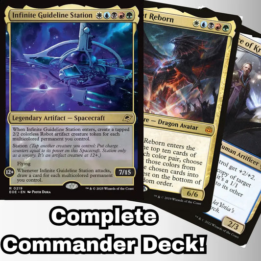 MTG Commander Deck EDH Deck Infinite Guideline Station 100 Magic Cards Custom Deck Spacecraft Multicolor Edge of Eternities Moonveil Games