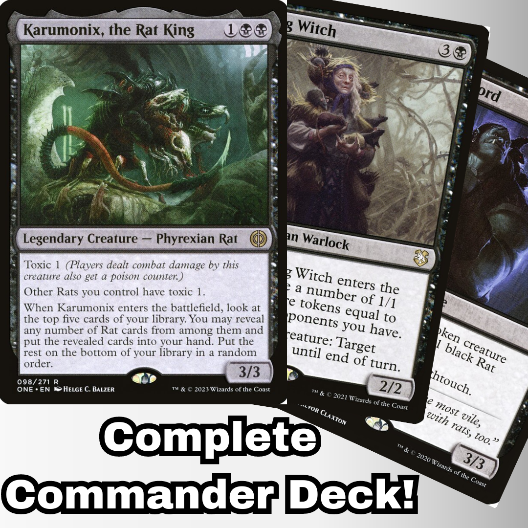 MTG Commander Rat Deck EDH Deck Karumonix, the Rat King 100 Magic Cards Custom Deck Rats Tribal Poison