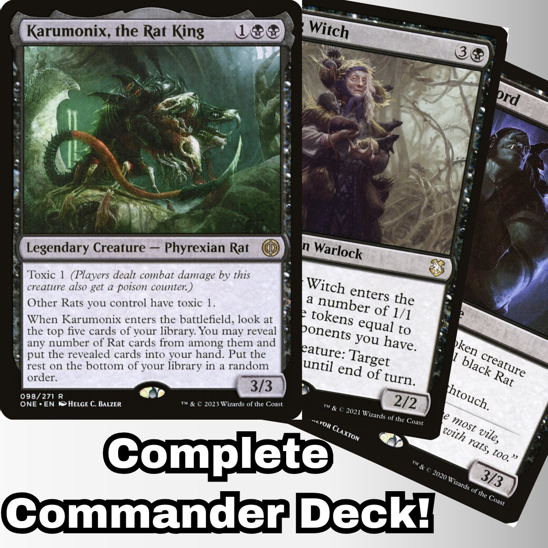 MTG Commander Rat Deck EDH Deck Karumonix, the Rat King 100 Magic Cards Custom Deck Rats Tribal Poison