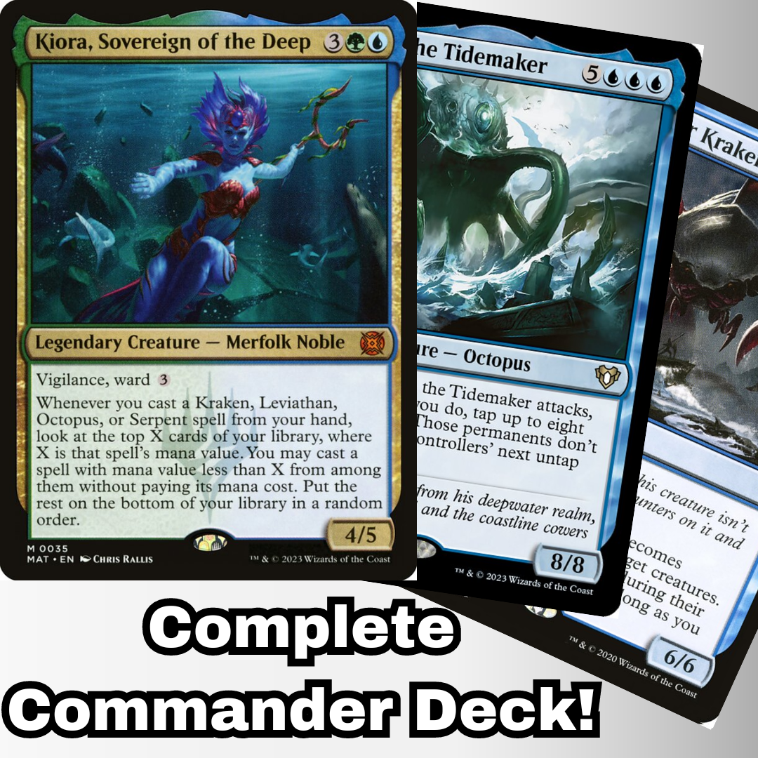 Kiora, Sovereign of the Deep Commander Deck EDH 100 Magic Cards Custom Deck MTG Simic Sea Creatures