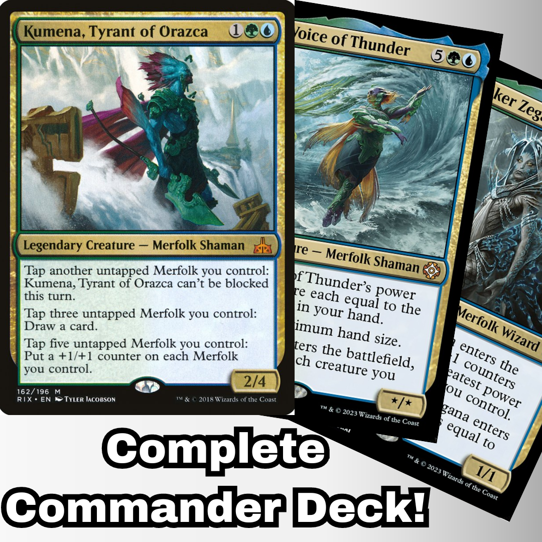 MTG Commander Deck EDH Deck Kumena, Tyrant of Orazca 100 Magic Cards Custom Deck Merfolk Simic