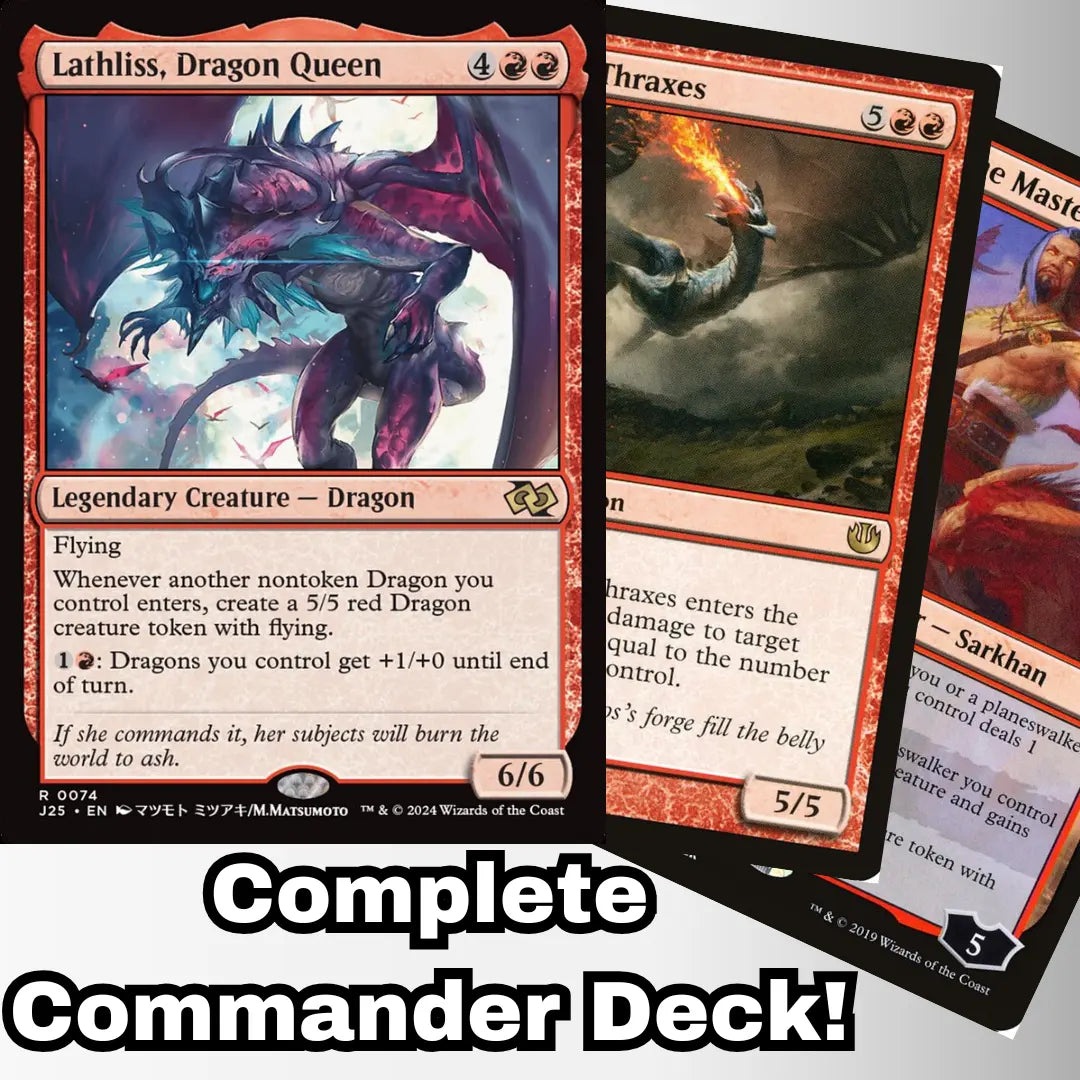 MTG Commander Dragon Deck EDH Deck Lathliss, Dragon Queen 100 Magic Cards Custom Deck Dragons Red Tokens Moonveil Games