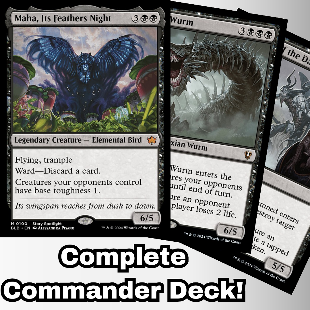 MTG Commander EDH Deck Maha, Its Feathers Night 100 Magic Cards Custom Deck Bloomburrow Black