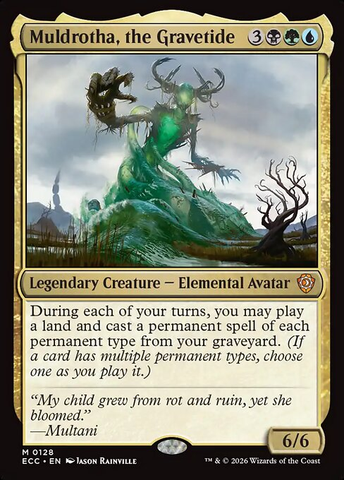 MTG Commander Deck: Glarb, Calamity's Augur featuring Muldrotha, the Gravetide; custom-built 100 Magic cards by Moonveil Games for casual EDH play.