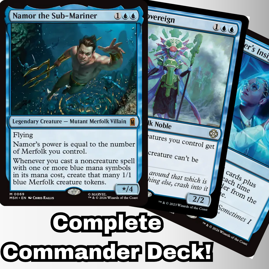 MTG Commander EDH Deck Namor the Sub-Mariner 100 Magic Cards Custom Deck Blue Merfolk
