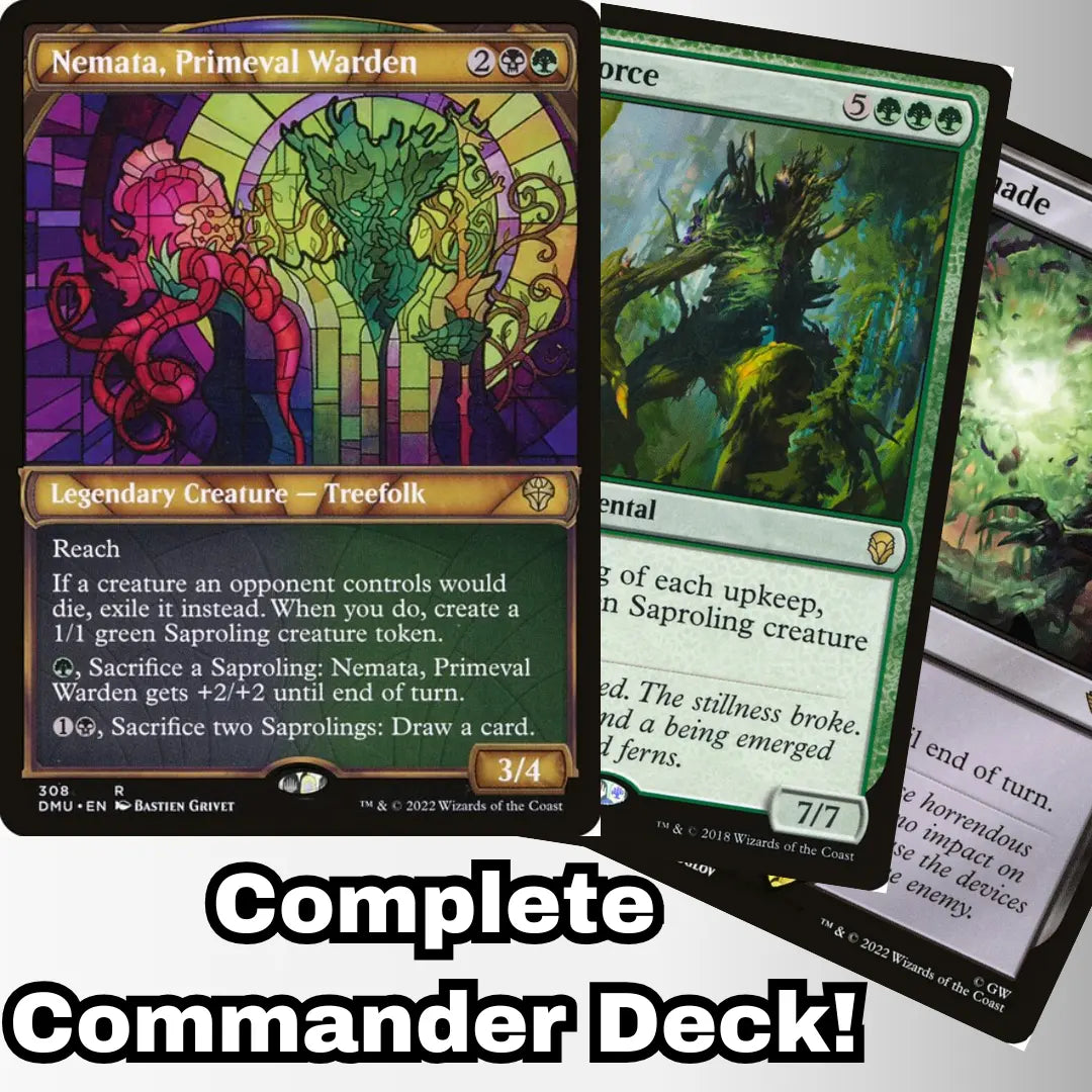 MTG Commander Deck EDH Deck Nemata, Primeval Warden 100 Magic Cards Custom Deck Saprolings Fungus Tribal Moonveil Games