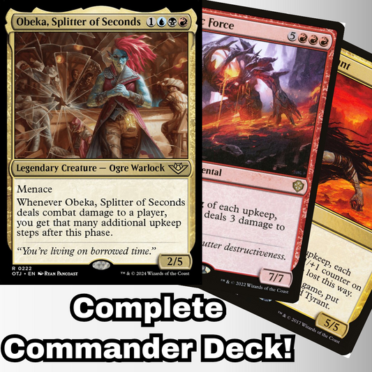 MTG Commander Deck EDH Deck Obeka, Splitter of Seconds 100 Magic Cards Custom Deck Upkeeps Outlaws of Thunder Junction