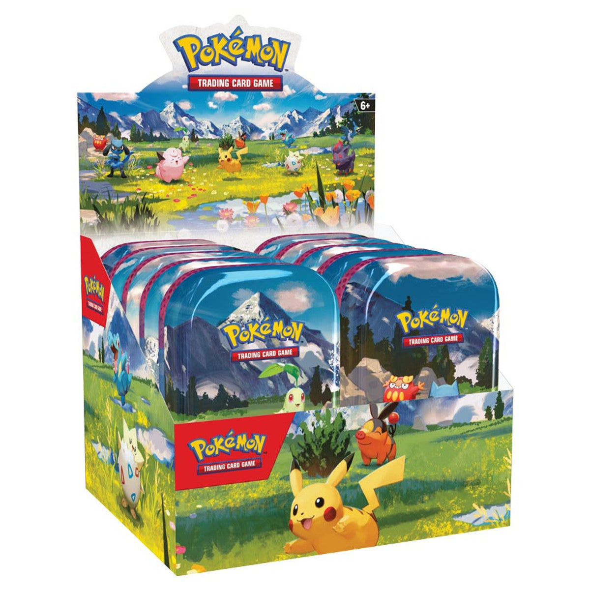 Pokémon TCG: Mega Evolution 2.5 Ascended Heroes Mini Tin Random Art X1, featuring Pikachu and others, contains booster packs, sticker, and art card.