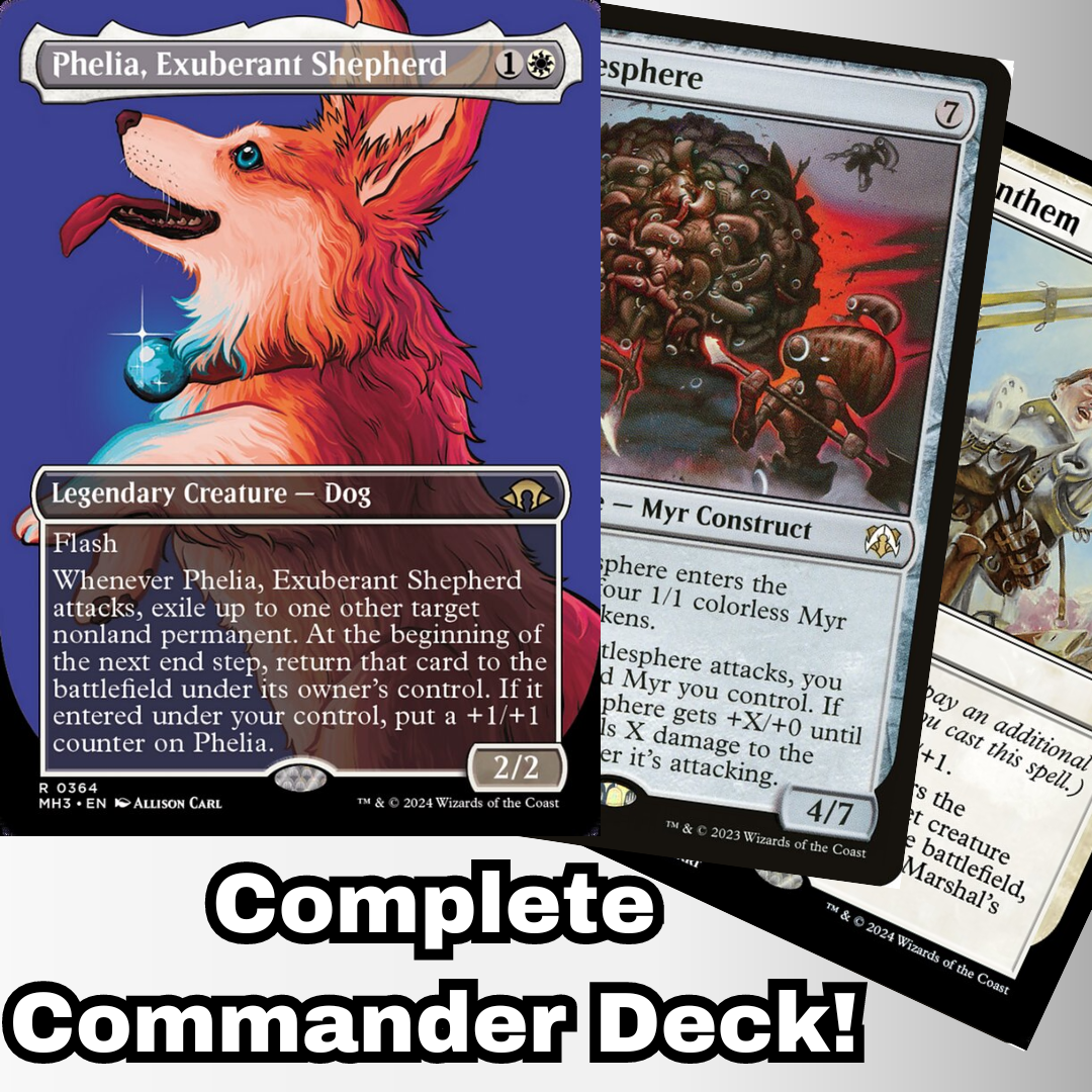 MTG Commander Deck EDH Deck Phelia, Exuberant Shepherd 100 Magic Cards Custom Deck Flicker White Deck Modern Horizons 3 Dog