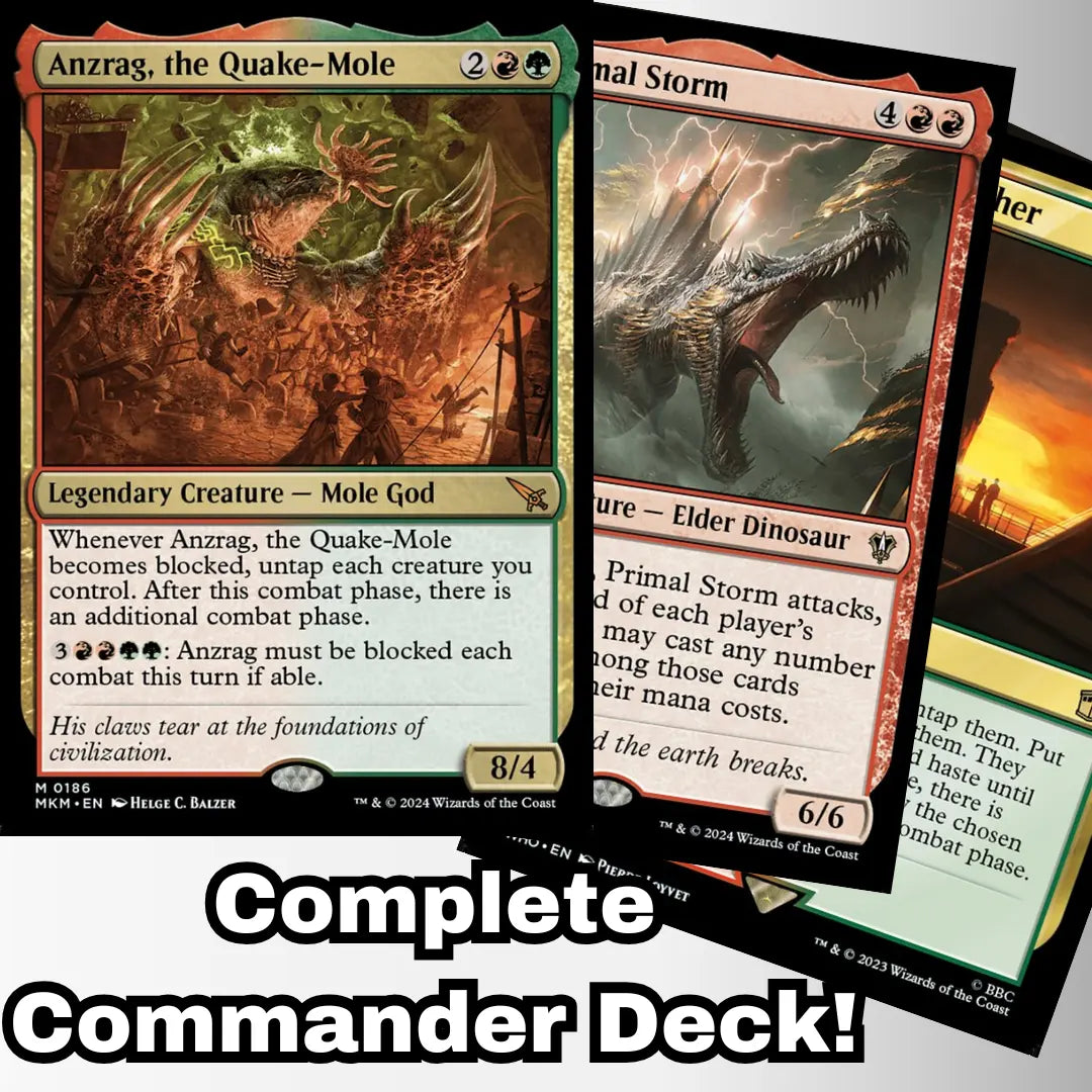 MTG Commander Deck EDH Deck Anzrag, the Quake-Mole 100 Magic Cards Custom Deck Moletiple Combat Steps Murders at Karlov Manor Moonveil Games