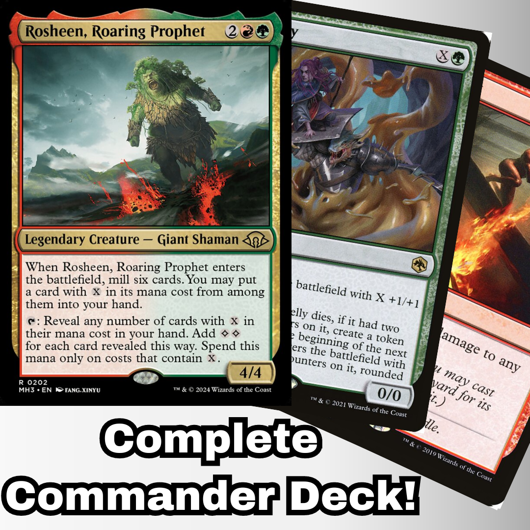 MTG Commander Deck EDH Deck Rosheen, Roaring Prophet 100 Magic Cards Custom Deck Gruul X Cost Modern Horizons 3