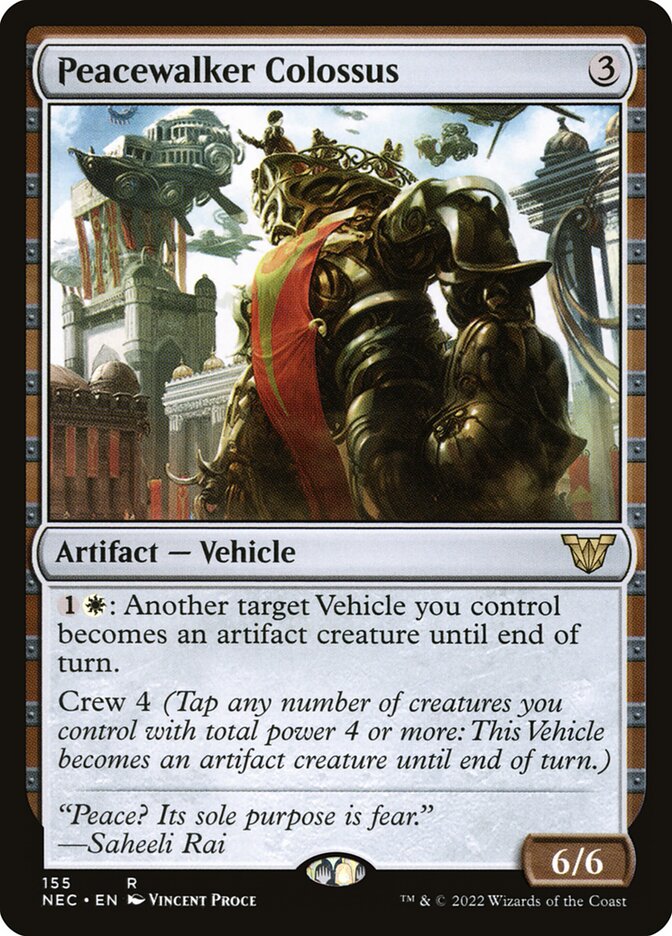 MTG Commander Deck featuring Shorikai, Genesis Engine and Peacewalker Colossus, crafted by Moonveil Games for casual EDH play with 100 Magic cards.