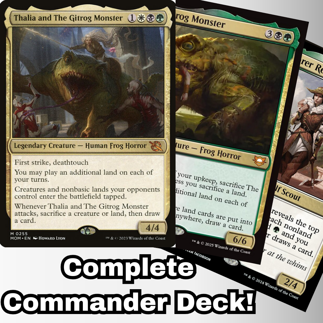 MTG Commander Deck EDH Deck Thalia and The Gitrog Monster 100 Magic Cards Custom Deck Lands Landfall Abzan Sacrifice