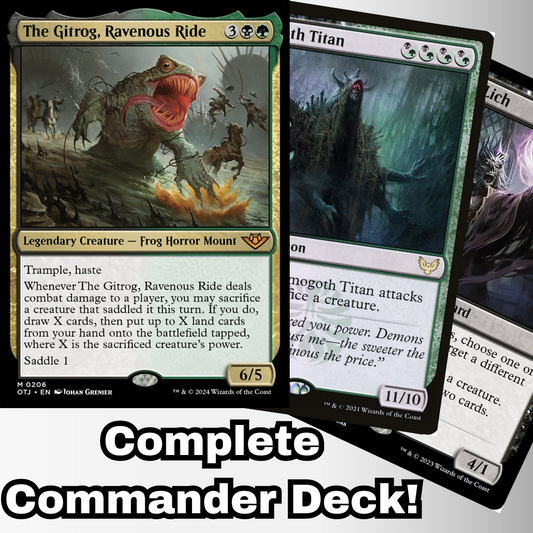 MTG Commander Deck EDH Deck The Gitrog, Ravenous Ride 100 Magic Cards Custom Deck Outlaws of Thunder Junction Golgari Sacrifice Lands