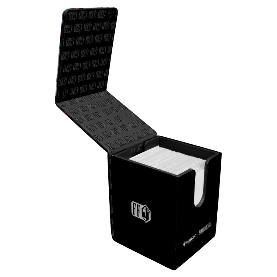 Ultra PRO Alcove Flip: Magic the Gathering: Final Fantasy: Lightning, Army of One Deck Box with FF icon, holding a stack of cards inside.