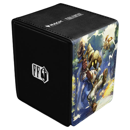 Ultra PRO Alcove Flip: Magic the Gathering: Final Fantasy: Vivi Ornitier Deck Box featuring Vivi and moogle artwork, holds 100 cards, strong magnetic closure, easy access design.