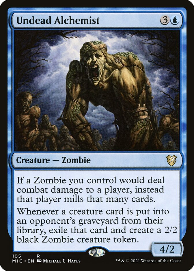 Magic: The Gathering card Undead Alchemist from MTG Commander EDH Deck The Mindskinner; features a zombie alchemist under stormy skies.