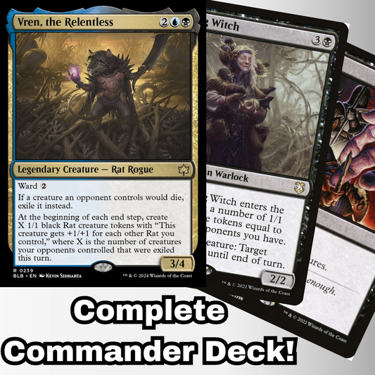 MTG Commander Deck EDH Deck Commander Vren, the Relentless 100 Magic Cards Custom Deck Rats Rat Deck Bloomburrow