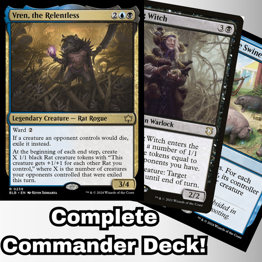 MTG Commander Deck EDH Deck Commander Vren, the Relentless 100 Magic Cards Custom Deck Rats Rat Deck Bloomburrow