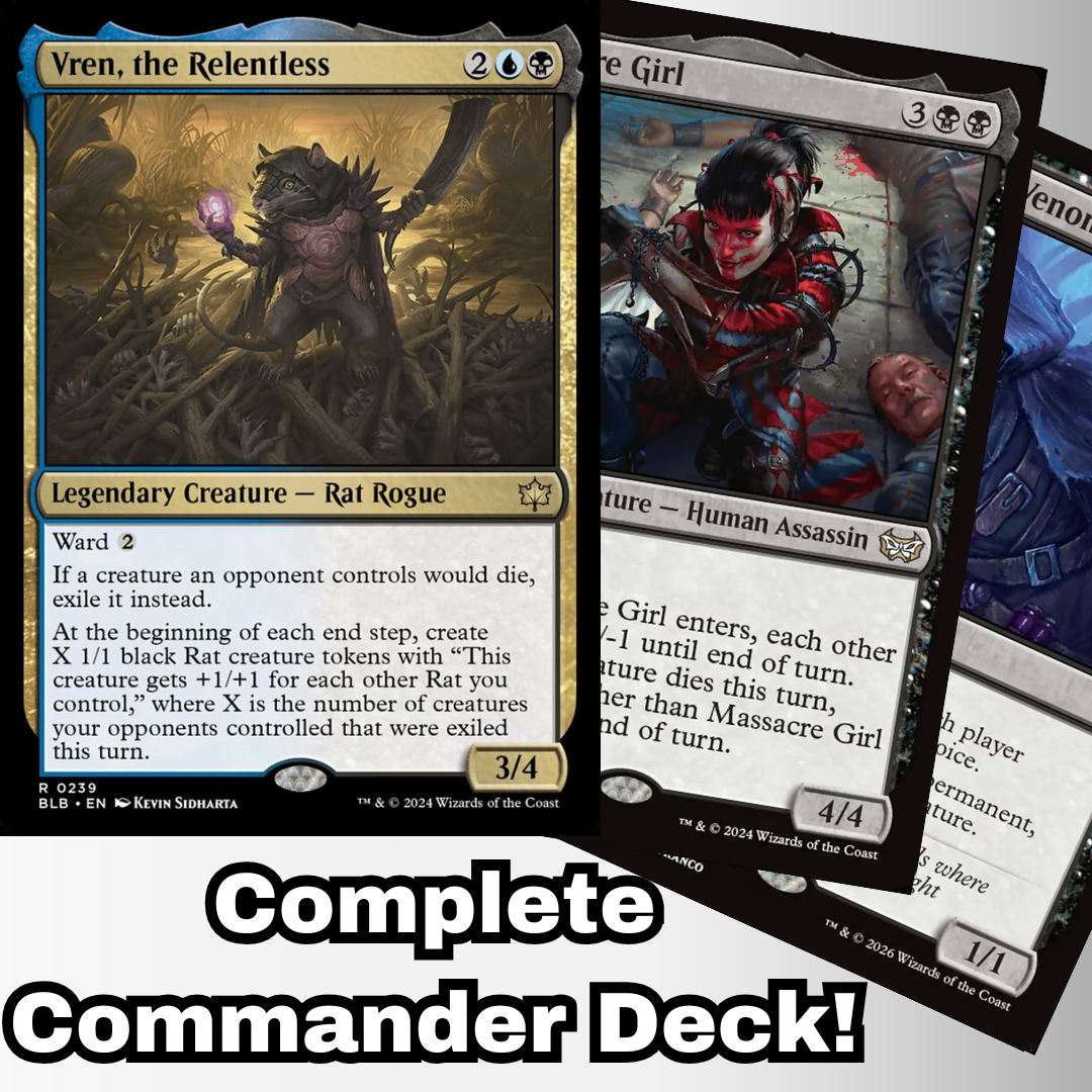 MTG Commander Deck EDH Deck Commander Vren, the Relentless 100 Magic Cards Custom Deck Rats Rat Deck Bloomburrow