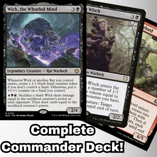 MTG Commander Deck EDH Deck Commander Wick, the Whorled Mind 100 Magic Cards Custom Deck Rats Snail Bloomburrow Grixis