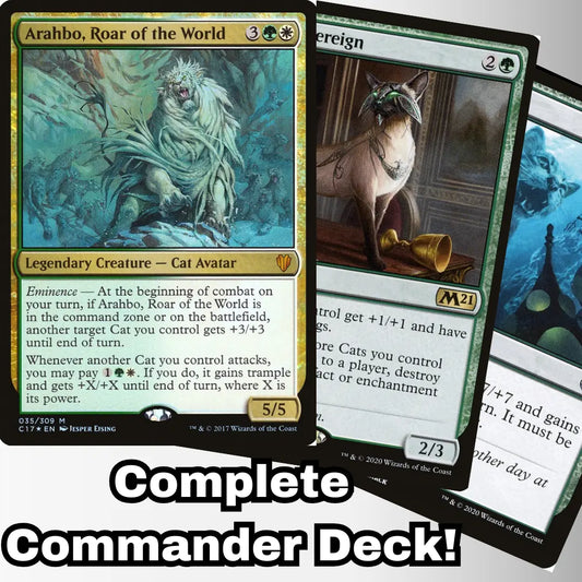 MTG Commander Deck Cats EDH Deck Arahbo, Roar of the World 100 Magic Cards Custom Deck Cat Tribal Moonveil Games