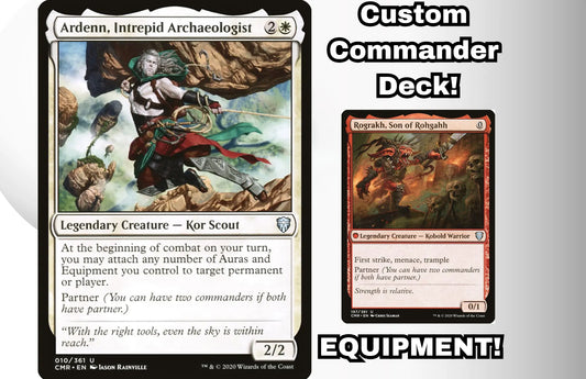 MTG Commander Deck EDH Deck Ardenn, Intrepid Archaeologist & Rograkh, Son of Rohgahh 100 Magic Cards Custom Deck Equipment Moonveil Games