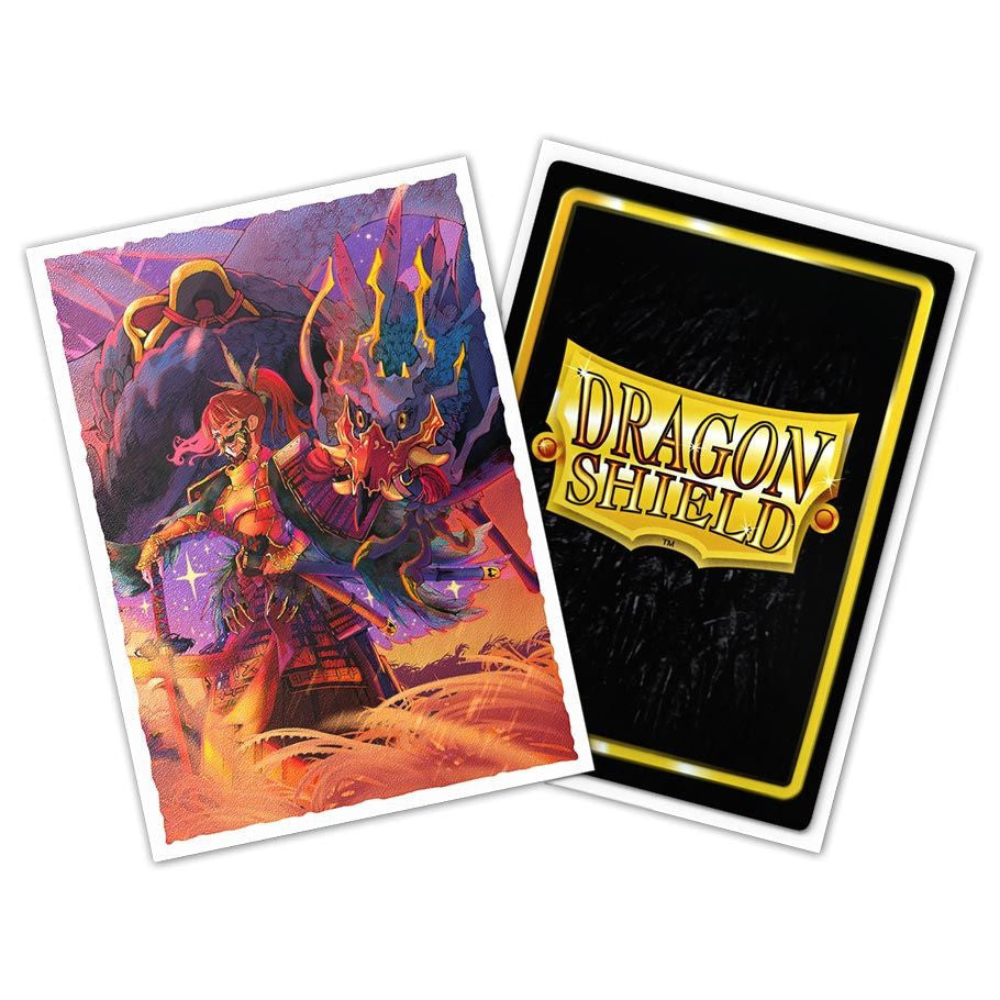 Dragon Shield The Fallen - Matte Sleeves featuring a samurai warrior and spectral dragon, highlighting durable, high-quality art by Ryo Kamei for trading cards.