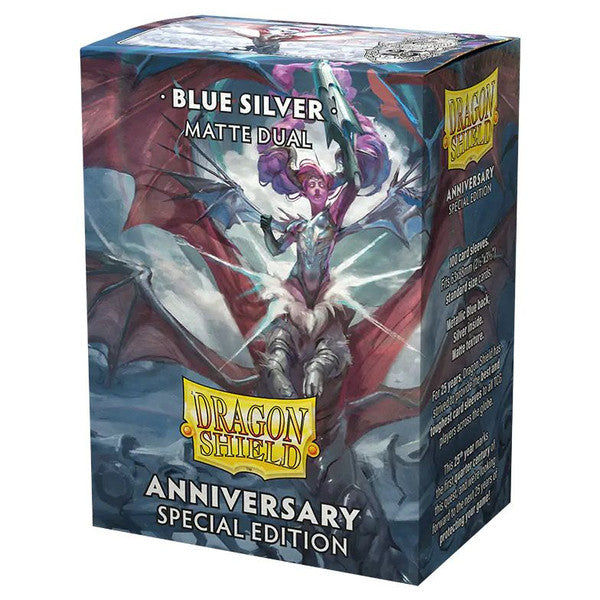Dragon Shield 25th Anniversary Blue & Silver - Matte Dual Sleeves - Standard Size Moonveil Games