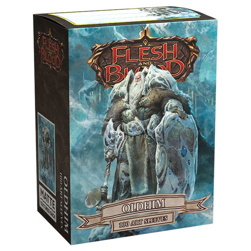Dragon Shield: Art: Matte: Flesh and Blood: Oldhim 100-count sleeves, featuring Oldhim artwork; durable, matte-finish for optimal shuffle-ability and deck protection.