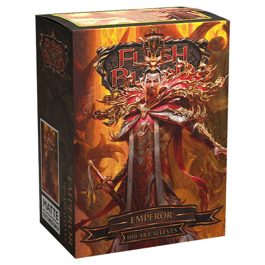 Dragon Shield: Art: Matte: Flesh and Blood: Emperor sleeves, featuring Emperor artwork. Set of 100, matte texture back, fits FaB decks.