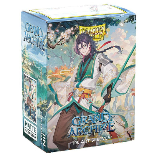 Dragon Shield: Art: Matte: Flesh and Blood: Jin, Fate Defiant sleeves, 100-pack, featuring fantasy artwork, designed for standard trading cards, in a reusable box.