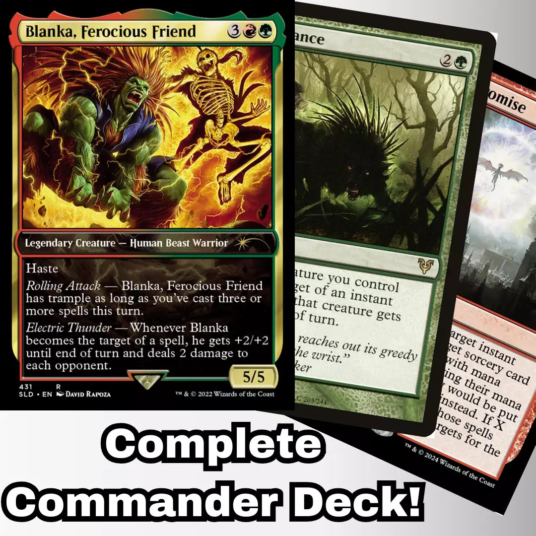 MTG Commander Deck EDH Deck Blanka, Ferocious Friend 100 Magic Cards Custom Deck The Howling Abomination Street Fighter