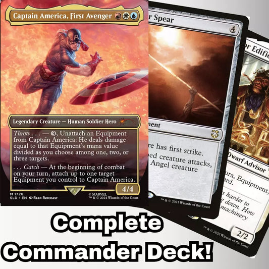 MTG Commander Deck EDH Deck Captain America, First Avenger 100 Magic Cards Custom Deck Jeskai Equipment Marvel Voltron