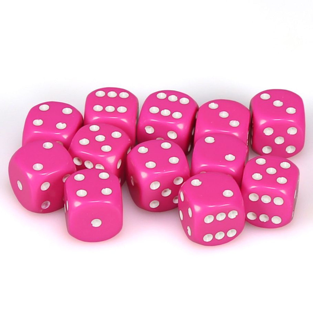 Chessex Opaque Pink with White 16mm d6 Dice Block