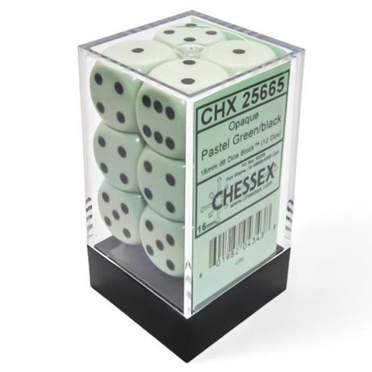 Chessex Opaque Pastel Green 16mm d6 Dice Block