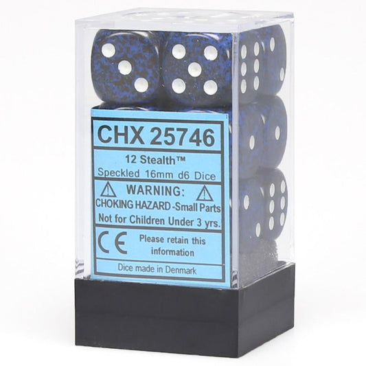 Chessex Speckled Stealth 16mm d6 Dice Block (12 Dice) Moonveil Games
