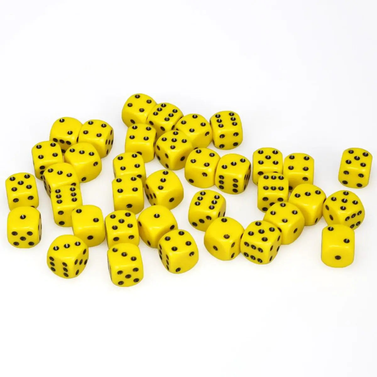 Chessex Opaque Yellow 12mm d6 Dice Block (36 dice) Moonveil Games